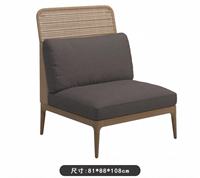 Fauteuil d'extérieur en teck massif avec tissage en rotin Ensemble de canapés modulables d'extérieur Ensemble d'extérieur en teck massif