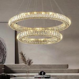 Vente chaude Gradateur Rond Pendentif Lumière Chambre Intérieur Hôtel Anneau Décoratif Cercle Lustres En Cristal - Product Image 1