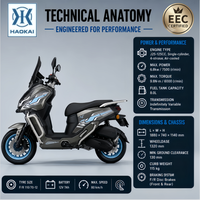 Nouveau design Scooter à essence 125cc 4 temps refroidi par air EFI Cyclomoteur EURO 5 Frein à disque avant et arrière Moto de banlieue pour adulte