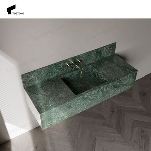 Lavabo de Mármol con Diseño Moderno y Minimalista, Montado en la Pared, con Vetas a Juego, para Suite de Hotel Tipo Penthouse de Lujo Tostone - Product Image 1