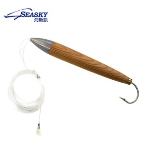 Seasky 4' Appât artificiel en bois de cèdre pour la pêche, appât en bois, équipement de pêche pour la pêche au bar rayé, au thon, <span class=keywords><strong>hameçon</strong></span> <span class=keywords><strong>Mustad</strong></span> - Product Image 6