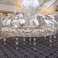 Table à manger transparente transparente transparente en acrylique rond Sino Perfect avec jambe pour la fête de banquet d'événement de mariage