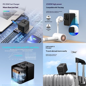 Convertisseur <span class=keywords><strong>de</strong></span> charge au <span class=keywords><strong>nitrure</strong></span> <span class=keywords><strong>de</strong></span> <span class=keywords><strong>gallium</strong></span> 35W, adaptateur <span class=keywords><strong>de</strong></span> voyage universel avec 3 ports Type-C et 2 ports USB-A - Product Image 2