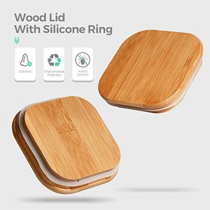 Canister gia vị <span class=keywords><strong>Jar</strong></span> lưu trữ Container có nắp đậy đến rõ ràng thủy tinh với kín khí tre mới với niêm phong Nắp Bộ 6 nhà bếp vuông - Product Image 6