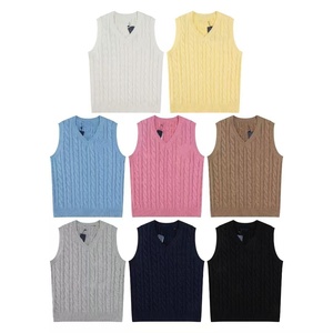 Wholesale Cable-Knit V-<strong>Neck</strong> <strong>Sleeveless</strong> Sweater Vest for Women - Versatile Inner Layer Top - Product Image 1