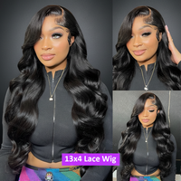 Perruque Lace Front HD sans colle en cheveux humains vierges brésiliens, longue, ondulée, couleur naturelle