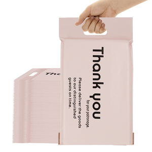 Sacs postaux d'emballage de vêtements roses personnalisés écologiques sac de transport d'emballage de remerciement avec poignée - Product Image 1