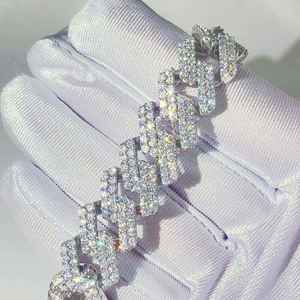 Moissanite Iced Cuban Link Bracelet 925 Sterling Silver Plated Round Cut Hip Hop Style Trendy Chain Jewelry Gift <b>for</b> <b>Men</b> Women - Product Image 2