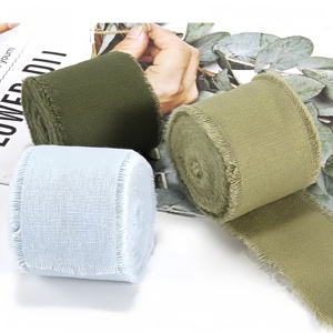 ริบบิ้นผ้าซาตินทำมือขนาด 2.5 ซม. 3 ซม. 3.8 ซม. 5 ซม. ขอบดิบ สำหรับตกแต่ง DIY ริบบิ้นขอบหยาบ สำหรับตกแต่งกล่องของขวัญ - Product Image 4