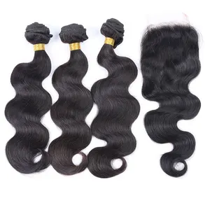 Wholesale Paypal Accept Unprocessed Virgin Brazilian Hair 3 Bundles with Lace Frontals