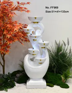 New Product Ideas 2022 Garden Traditional Chinese Waterfall Fountain Indoor Wall Water Fountain With Cool White Light