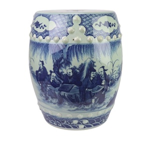 เก้าอี้พอร์ซเลนลายการ์ตูนสีน้ำเงินขาวเพ้นท์มือ RYUC08-<span class=keywords><strong>B</strong></span> สำหรับตกแต่งบ้าน ระเบียง และสวน ทนทาน เหมาะสำหรับขายส่ง - Product Image 1