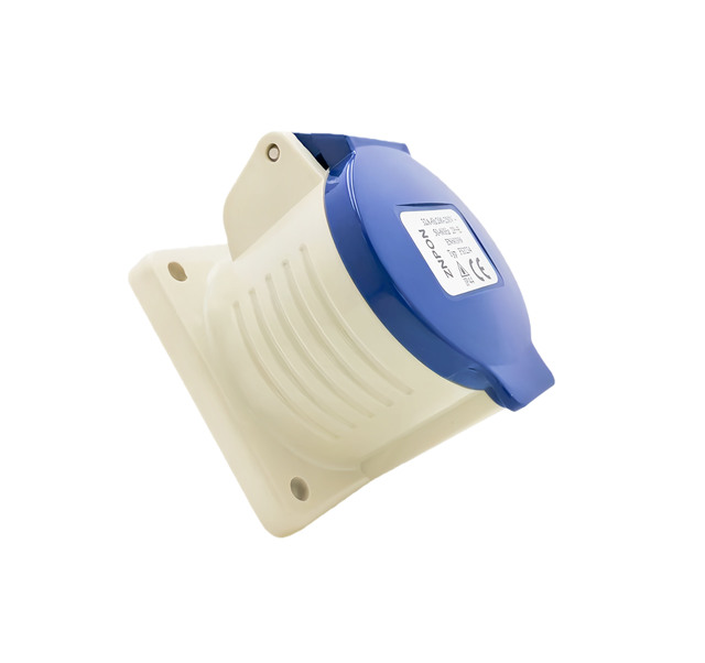 32A 2P+E 3PIN 220V IP44 Female Panel Plug Single Phase Splashproof Industrial CEE Flush Mounting Socket FS3234