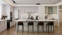 Isla de Cocina con Barra de Desayuno y Asientos, Estación de Preparación Móvil de Roble Macizo de 1500 mm con 4 Taburetes, Fregadero de Cocina con Gabinete