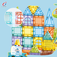 Mainan Blok Magnet Ajaib Chengji Diy Edukatif Warna-warni untuk Membangun Kota 33PCS Set Ubin Magnetik Mainan Sensorik