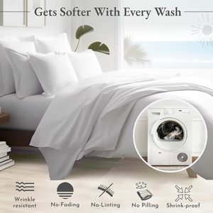 100% juego de cama queen de satén blanco de color sólido de algodón con sábanas refrescantes - Product Image 5