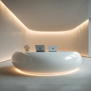 Comptoir d'accueil à ondulations naturelles avec texture de pierre sculpturale pour bureaux contemporains, espaces de réception et projets hôteliers - Product Image 4