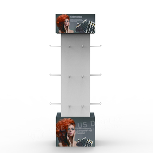 Présentoir pliable en carton écologique personnalisé pour extensions capillaires, support mural en papier pour produits <span class=keywords><strong>de</strong></span> coiffure <span class=keywords><strong>de</strong></span> salon avec crochets - Product Image 5