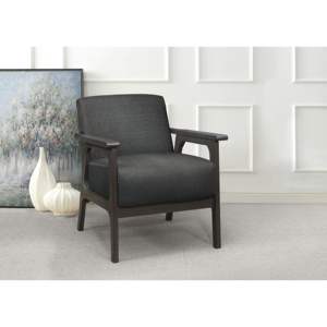 DB Modern Style 1pc <b>Accent</b> <b>Chair</b> in Dark Gray Fabric with Solid Rubberwood Antique Gray Finish for Home Office Furniture - Product Image 1