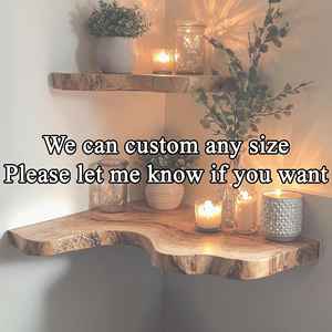 Wholesale <strong>Rustic</strong> Live Edge <strong>Corner</strong> Floating Shelf Christmas Wall <strong>Shelving</strong> Solid Wood Slab Invisible Wall Mounted Shelves - Product Image 5