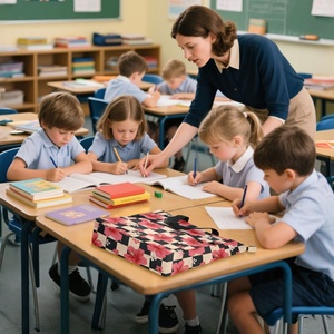 Wholesale Custom Hawaii Tropical Checked Flower Book Bag Reusable Shoulder Bags Large Capacity <b>Handbag</b> for Book Class Knapsack - Product Image 4