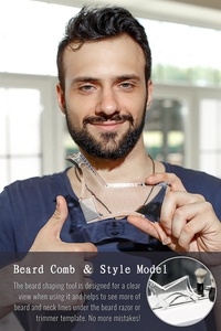 Modello <span class=keywords><strong>di</strong></span> pettine per barba e baffi regalo da <span class=keywords><strong>uomo</strong></span> per una linea perfetta per uno strumento per lo Styling della linea della mascella/del collo - Product Image 5