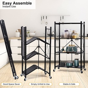 Multifunctional 3 Tier <strong>Folding</strong> Storage <strong>Shelves</strong> Kitchen Oven Foldable Storage <strong>Shelf</strong> Kitchen Display Rack <strong>Folding</strong> <strong>Shelf</strong> - Product Image 3