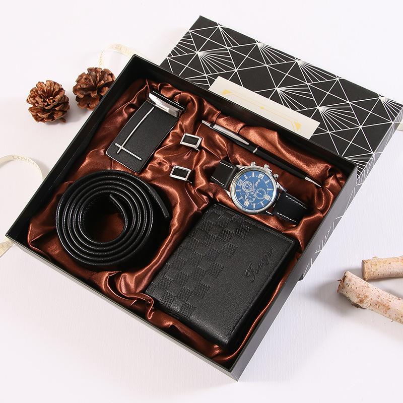 (belt+automatic buckle head+2 cuffs+watch+wallet+pen+gift box)