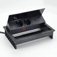 Boîtier de prises escamotable pour table de conférence, avec chargeur USB intégré et prises électriques de bureau