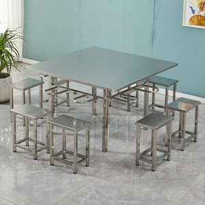 Stainless Steel <b>Table</b> With Stools <b>4</b> 6 Seater School Factory Canteen Fast Food <b>Dining</b> <b>Set</b> - Product Image 4