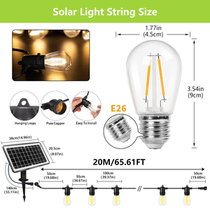 Panel Fotovoltaico Monocristalino de 5V 12W, Batería LiFePO4 de 3.2V 15Ah, Cadena de Bombillas LED E27 S14 <span class=keywords><strong>para</strong></span> Decoración de Jardín, Bodas y Navidad - Product Image 4