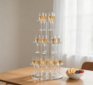 Estante de Acrílico Redondo Multicapa para Copas de <span class=keywords><strong>Vino</strong></span>, Organizador de Copas Transparente para Escritorio, Soporte para Copas de Champán, para el Hogar, Bar o Fiestas - Product Image 3