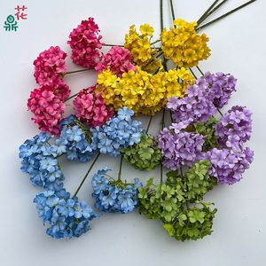 Fleurs d'hortensia artificielles, 5 têtes, aspect réaliste, en soie, pour décoration de mariage, arrangement de plafond ou de vase - Product Image 1