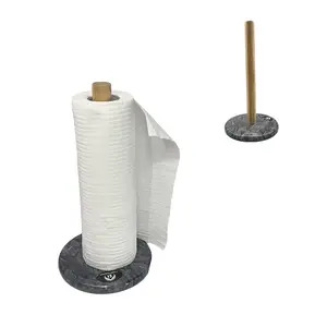 Toallero de papel higiénico de piedra de mármol, soporte con varilla de madera, 5,9 pulgadas x 11,3 pulgadas, gran oferta