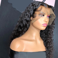 Perruque Lace Front wig 100% naturelle, cheveux humains, cheveux noirs ondulés, densité 150% 180%, cuticule transparente, cheveux humains alignés
