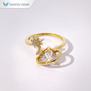 แหวนทองแดงประดับเพชรซิร์คอนรูปหัวใจและดาว สไตล์โรแมนติกทันสมัยจาก Tianyu Gems สำหรับผู้หญิง เครื่องประดับแฟชั่นสวยหวานโดดเด่น - Product Image 1