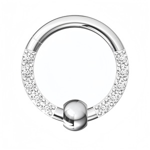 Anneau de nez en acier inoxydable 316L avec zircon, fermeture à boule, sertissage à griffes, bijou de piercing unisexe - Product Image 1