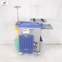 Chariot d'urgence médical avec verrouillage centralisé, en plastique, pour hôpital, 5 tiroirs, support pour perfusion, étagère pour défibrillateur, atelier, salle de sport