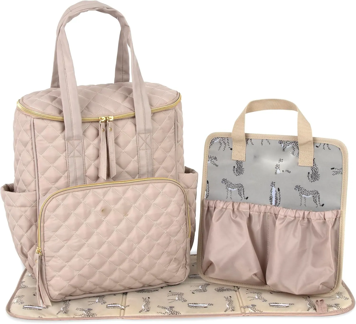 Luxury Quilted baby diaper bag backpack with changing station