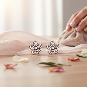 Trendy Blossom Clear Zircon Stone <b>Stud</b> Earrings Turkish Handmade Wholesale 925 Sterling <b>Silver</b> for Ladies Jewelry - Product Image 3