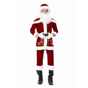 2025 dame femmes hommes Couple noël rouge père noël velours Costume tenue déguisement Costume - Product Image 1