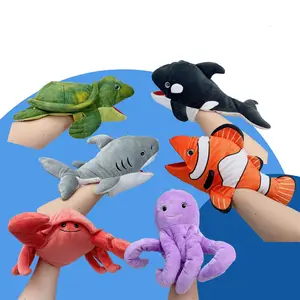 Fantoche de mão de pelúcia para crianças, brinquedo de contar contos de fadas, boneco de mão de animal marinho personalizado para crianças, venda imperdível