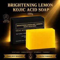 Savon éclaircissant au citron, curcuma et acide kojique 100g, anti-taches brunes, enrichi en vitamine C et acide hyaluronique, savon artisanal naturel pour la peau