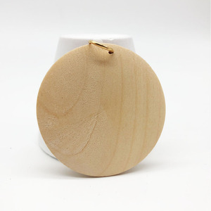50*5.5mm belum selesai besar datar lingkaran bulat kayu alami dengan lubang dan cincin lompat liontin jimat dibuat di Cina - Product Image 4