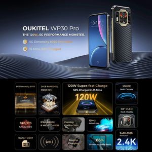 Cámara de visión nocturna 12GB + 512GB 11000mAh 120W oukitel wp30 Pro 5g teléfono móvil con carga rápida teléfono móvil Android resistente - Product Image 2