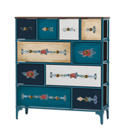 Meuble de chambre moderne pliable en tissu imprimé bleu avec tour de rangement