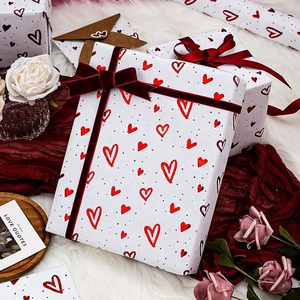 Kraft Embossed Wrapping <b>Paper</b> 3D Red Foil Heart Luxury Gift <b>Wrap</b> for Valentines Day Wedding Birthday Mothers Day Bridal Shower - Product Image 1