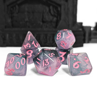 HS DICE DND Logo khusus polihedral RPG dan naga campuran Resin Set dadu warna untuk permainan TRPG D & D dadu Logo dapat disesuaikan