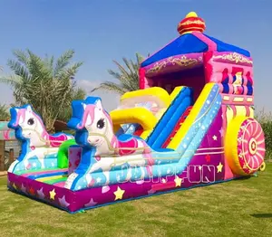 Personalizar princesa inflar tobogán seco para alquiler uso Unicornio inflar toboganes niñas favorito JUMPFUN