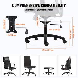 28\" <b>Swivel</b> <b>Office</b> <b>Chair</b> Base Replacement 2500 Lbs 4\" Stroke Durable and Stylish - Product Image 5